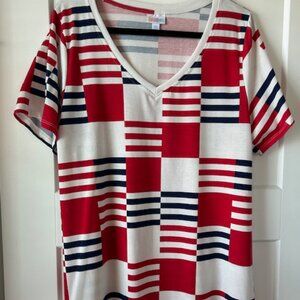 LuLaRoe Patriotic Christy V-Neck Top